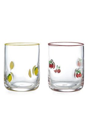 Godinger Set of 2 Coordinated Icon Glasses in Red/yellow at Nordstrom