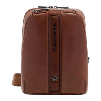 Piquadro Tassen, Heren, Bruin, ONE Size, Leer, Verticale Leren Crossbody Tas voor i Pad mini