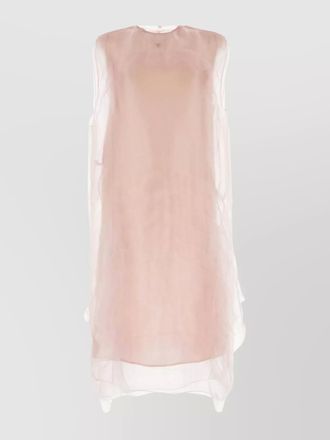 Prada sheer overlay round neckline sleeveless dress