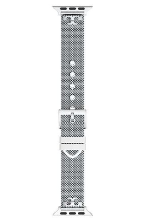 Tory Burch The Kira 18mm Apple Watch Mesh Watchband in Silver at Nordstrom