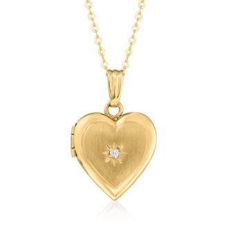 Canaria Canaria Diamond-Accented Heart Locket Necklace in 10kt Yellow Gold