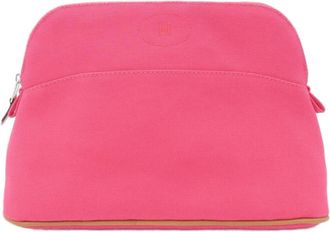 Hermès Bolide Silver Canvas Pouch (Pre-Owned)