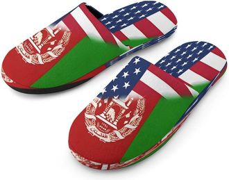 Generic U.S. Flag Mens Flannel Slipper Soft Non Slip House Shoes Comfy Winter Warm Indoor Outdoor Slippers