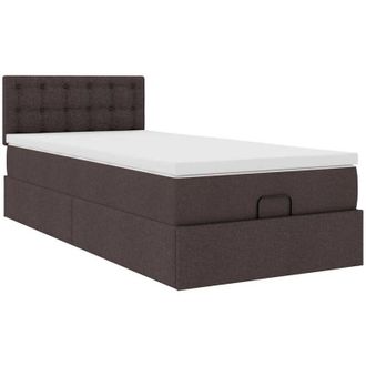 vidaXL Cama Otomana Con Colch&oacute;n Marr&oacute;n Oscuro 100x200 Cm Tela Vidaxl