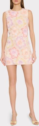 Milly Ivette Beaded Floral Appliqu&eacute; Shift Minidress in Rainbow Multi at Nordstrom, Size 10