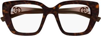 Gucci GG2028O002 Square Full-Rim Tortoiseshell Eyeglasses - Brown