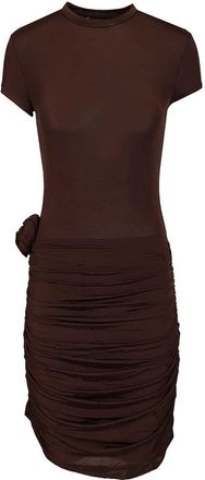 Rotate Dark Brown Draped Mini Dress