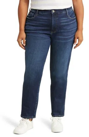 Kut from the Kloth Reese Fab Ab High Waist Ankle Slim Straight Leg Jeans in Enchantment W/D at Nordstrom, Size 24W