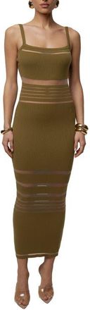 JLUXLABEL Striped Rib Knit Dress in Moss at Nordstrom, Size X-Large