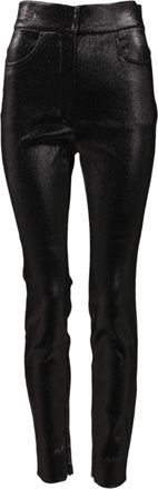 Dolce & Gabbana Womens Black Cotton Stretch Silver Lurex Thread Pants