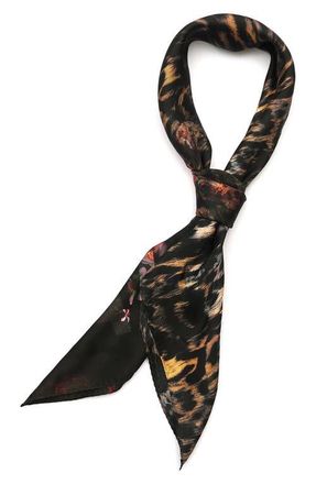 AllSaints Charm Jinx Mix Square Scarf in Black/animal Print at Nordstrom