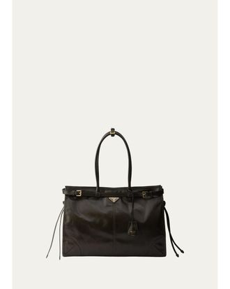 Prada Bonnie Glossy Leather Tote Bag
