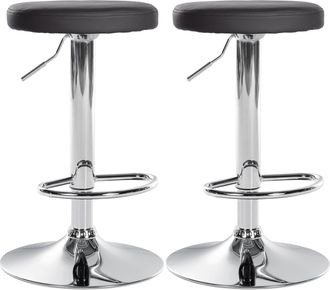 Clp Clp - Set De 2 Taburetes De Bar Ponte En Polipiel Negro Metal Cromado