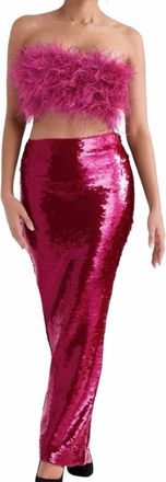 House of CB Alexis Hot Pint Sequin Maxi Skirt In Pink