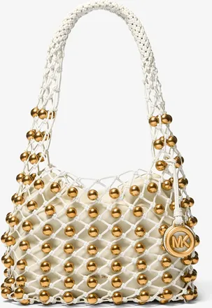Michael Kors Limited-Edition Gwen Small Studded Hand-Woven Leather Hobo Shoulder Bag