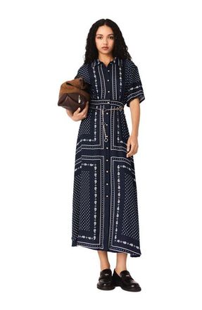 Maje Flowy patterned maxi dress in Navy Dot Bandana Print at Nordstrom, Size 40 Eu