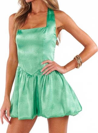 Show me your Mumu Piper Skort Dress In Green Palm Luxe Satin