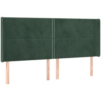 vidaXL Cabecero Con Orejas De Terciopelo Verde Oscuro 203x16x118/128cm Vidaxl
