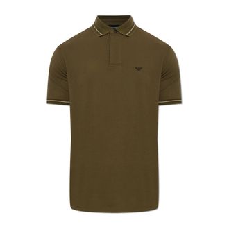 Emporio Armani Piqu&eacute; Poloshirt met streepdetail op de kraag - Heren - Polos - Groen - 2XL - Katoen - Tops