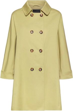 Elena Miro Double-breasted gabardine trenchcoat - Dames - Mantel - Groen - L - Katoen - Jassen