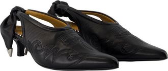 Toga Archives Womens Embroidered Calfskin Mule Black Heels