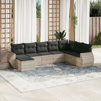 vidaXL Vidaxl - Set De Sof&aacute;s De Jard&iacute;n 8 Pzas Y Cojines Rat&aacute;n Sint&eacute;tico Gris