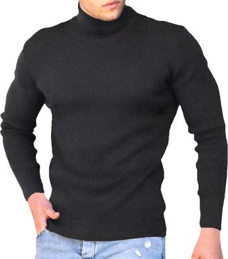 Generic Turtle Neck Tops for Men-Slim Fit Stretch Blouse Business Basic Baselayer Long-Sleeved Mock Neck Solid Color T Shirts Thermal Stylish Jumpers Undershi