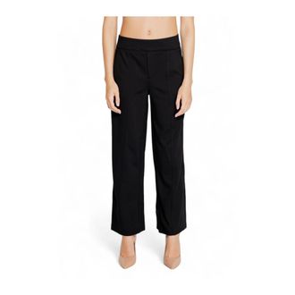 Street One Wijde Pijpen Broek - Dames - Wijde Broeken - Zwart - 3XL L30 - Polyester - Broeken