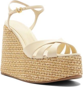 Schutz Keefa Platform Wedge Ankle Strap Sandal in Egg Shell at Nordstrom, Size 8.5