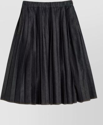 Jil Sander denim midi skirt round cut pockets