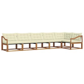 vidaXL Conjunto De Sof&aacute;s De Exterior Con Coj&iacute;n 6 Pcs Natural Y Crema Vidaxl