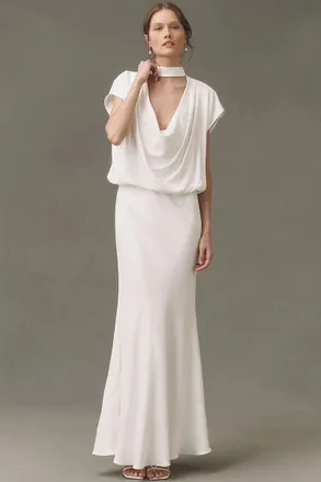 BHLDN Plunge Cowl-Neck Maxi Dress