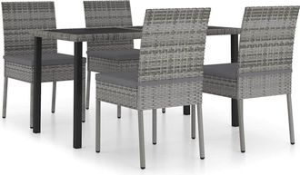 vidaXL Vidaxl - Juego De Comedor Para Jard&iacute;n 5 Piezas Rat&aacute;n Sint&eacute;tico Gris