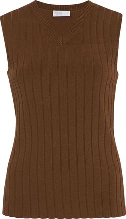 Rosetta Getty Top smanicato a coste - Marrone