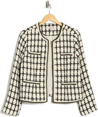 Nanette Lepore Windowpane Boucl&eacute; Jacket in Very Black/White at Nordstrom Rack, Size X-Large