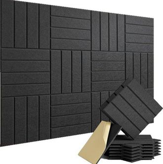 OEM Paneles Ac&uacute;sticos - Amortiguadores De Sonido - Mejora Del Ambiente - Dise&ntilde;o Autoadhesivo - 12 Piezas - Negro