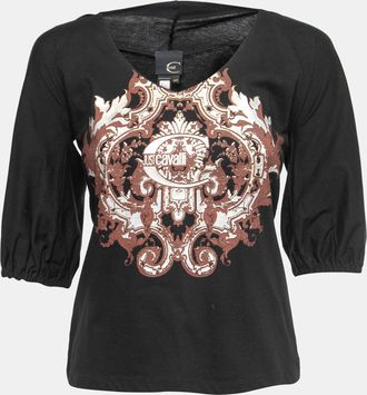 Just Cavalli Black Printed Cotton Top
