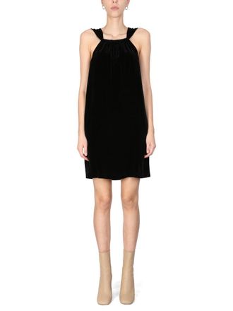 Moschino Square Neckline Trapeze Mini Dress - Black