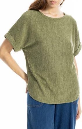 Max Studio Short Sleeve Ribbed T-Shirt in Sage/Ivory at Nordstrom Rack, Size Large