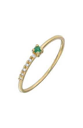 Bony Levy El Mar Trend Gemstone & Diamond Ring in 18K Yellow Gold Emerald at Nordstrom Rack, Size 5.5