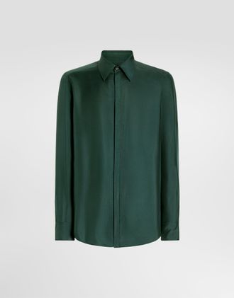 Dolce & Gabbana Martini Silk Twill Shirt - Man Shirts Green 40