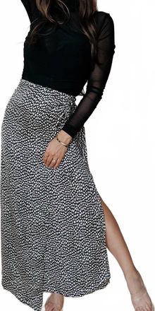 Promesa Angeles Animal Print Satin Wrap Skirt In Black/cream
