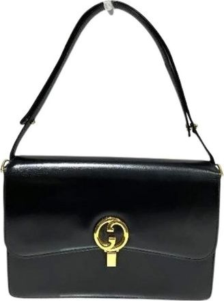 Gucci Pre-owned Shoulder Bags, female, Black, Size: ONE SIZE Pre-owned Interlocking G Leather Shoulder Bag