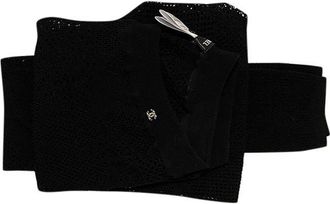 Chanel Black open knit leggings Size M