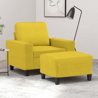 vidaXL Sill&oacute;n Con Taburete Tela Amarillo Claro 60 Cm Vidaxl