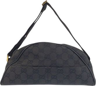 Gucci Black Coated/Waterproof Canvas Half Moon Shoulder Bag (Authentic Pre- Loved)