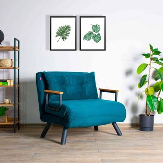 Dmora Dmora - Sill&oacute;n Quaoar, Asiento Acolchado, Sof&aacute; De Sal&oacute;n Individual, Silla Con Reposabrazos, 60x78 H78 Cm, Verde Agua