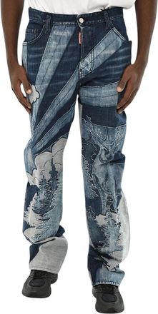 Dsquared2 Blue Bootcut Graphic Jeans