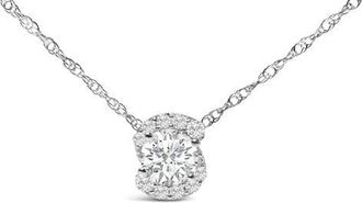 House of Brilliance 925 Sterling Silver 1.0 Cttw Lab Grown Round-Cut Diamond Pendant Necklace at Nordstrom