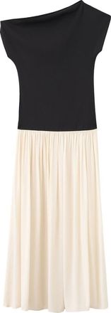 Mango One-Shoulder Flared Maxi Dress in Ecru at Nordstrom, Size 2